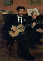 Espanjalaisen tenorin Lorenzo Pagansin (1838-83) ja taiteilijan isän Auguste Degasin (1807-74) muotokuva, n. 1871-72